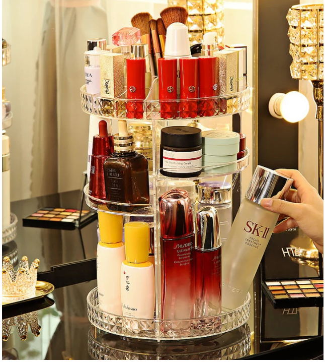 360 rotating makeup  organizer