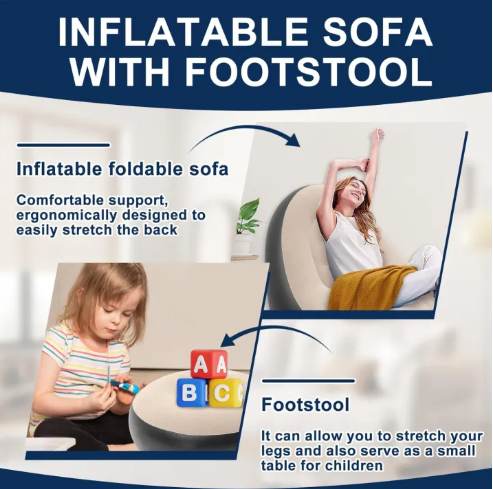 Inflatable sofa and footstall